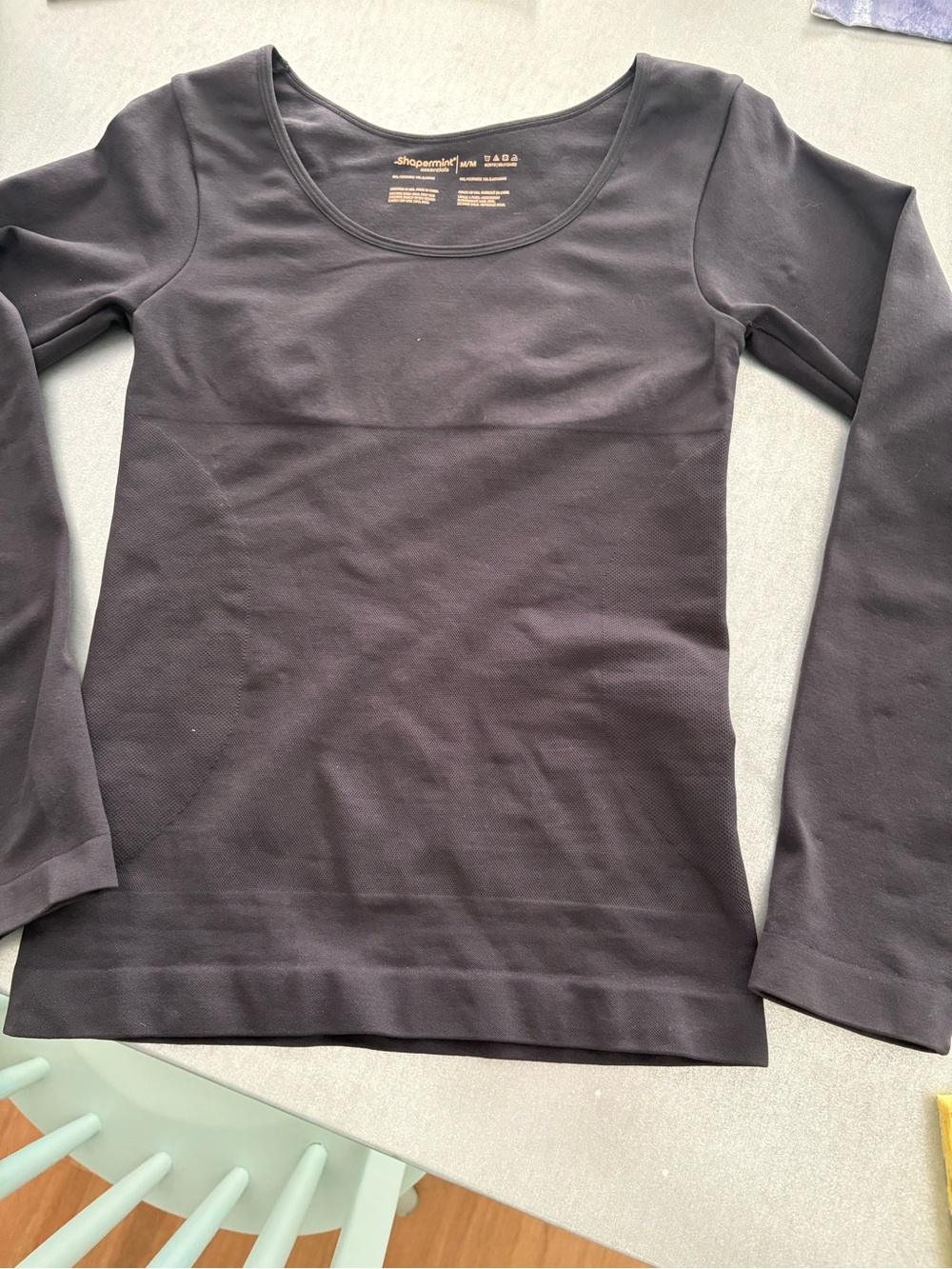 Shapermint Black Long-Sleeve Scoop Neck Layering Top